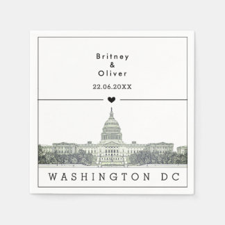 Guardanapo De Papel Silhueta de Washington DC - Casamento Personalizad