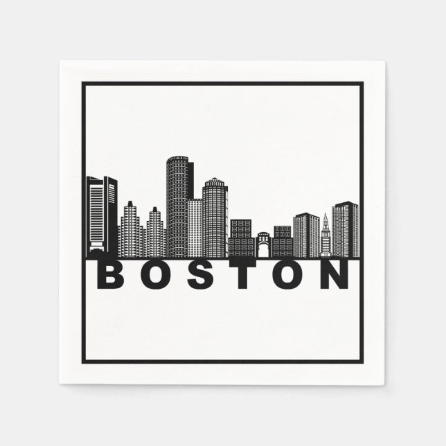 Guardanapo De Papel Silhueta do Horizonte de Boston  (Frente)