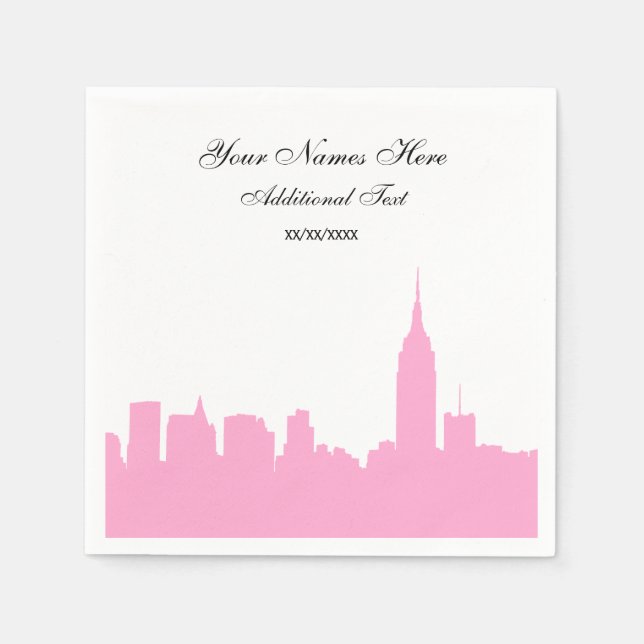 Guardanapo De Papel Silhueta do horizonte de NYC rosa, ESB (Frente)