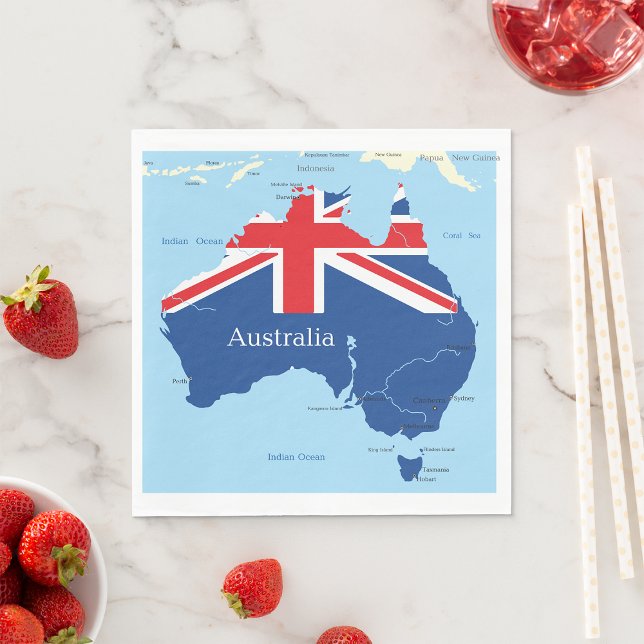 Guardanapo De Papel Silhueta do Mapa da Bandeira da Austrália (Criador carregado)