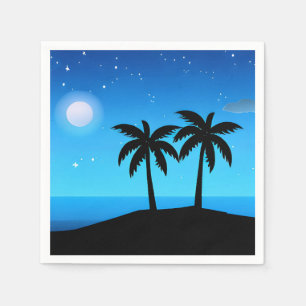 Guardanapo De Papel Silhueta tropical com lua e estrelas