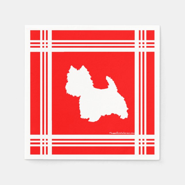 Guardanapo De Papel Silhueta Westie Vermelha (Frente)