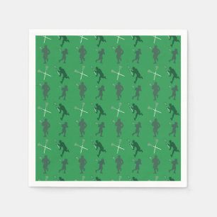 Guardanapo De Papel Silhuetas verdes do lacrosse