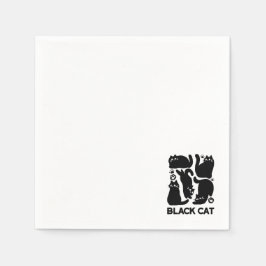 Guardanapo De Papel Silhuettes de Gato Negro - Design de Felino Cinto