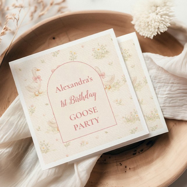 Guardanapo De Papel Silly Goose 1st Birthday Baby Shower (Criador carregado)