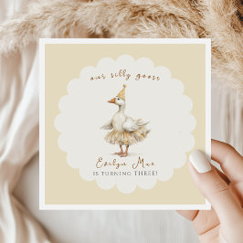 Guardanapo De Papel Silly Goose 3rd Birthday Yellow Watercolor 