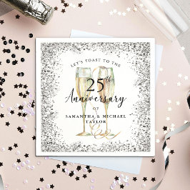 Guardanapo De Papel Silver 25th Wedding Anniversary