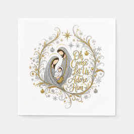 Guardanapo De Papel Silver and gold nativity Christmas