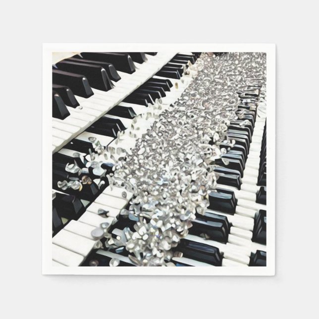 Guardanapo De Papel Silver Confetti Piano Keys (Frente)