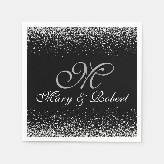 Guardanapo De Papel Silver Glitter Night Sky (Frente)