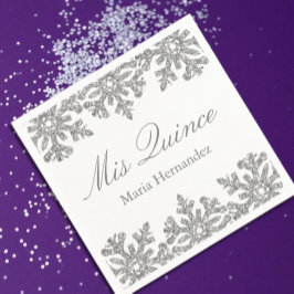 Guardanapo De Papel Silver Snowflake Winter Quinceanera