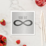 Guardanapo De Papel Símbolo da infinidade na textura do metal do falso<br><div class="desc">Símbolo da infinidade em guardanapo de papel escovados da textura do metal. Suprima ou mude do texto da amostra,  pia batismal,  cor da pia batismal,  tamanho de pia batismal a sua escolha. As imagens podem ser giradas,  suprimido ou re-feito sob medida.</div>