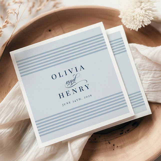 Guardanapo De Papel Símbolo de Casamento de Greve Azul Costeira Elegan (Criador carregado)