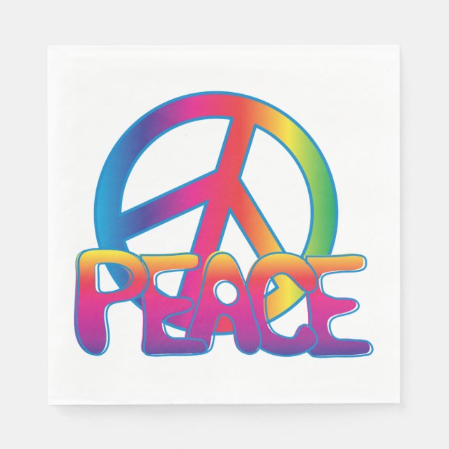 Guardanapo De Papel Símbolo de Paz Arco-íris Hippie Retrô (Frente)