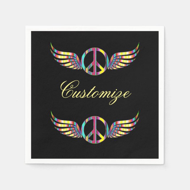 Guardanapo De Papel Símbolo de Paz Hippie Winged Thunder_Cove (Frente)