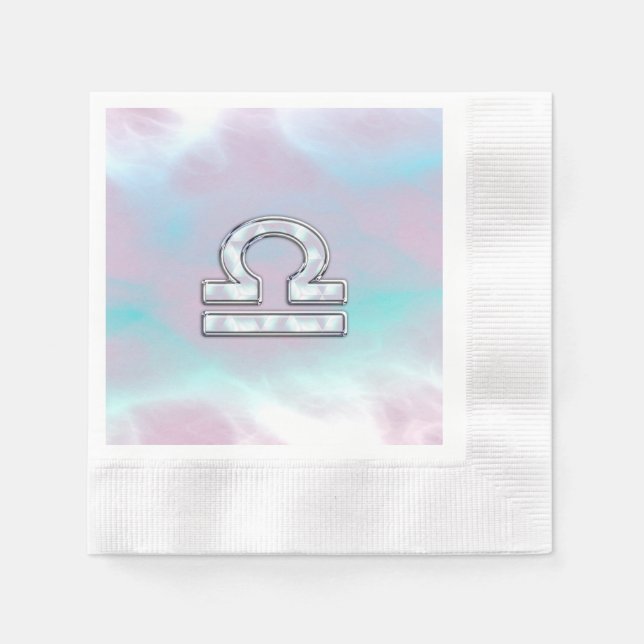 Guardanapo De Papel Símbolo Elegante Libra Zodiac Mãe de Estilo Pérola (Frente)