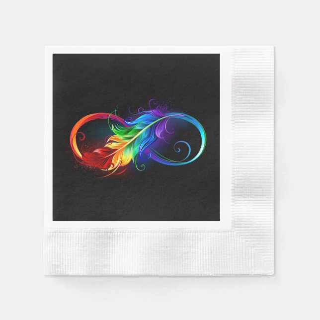 Guardanapo De Papel Símbolo Infinito com Pena Arco-Íris (Frente)