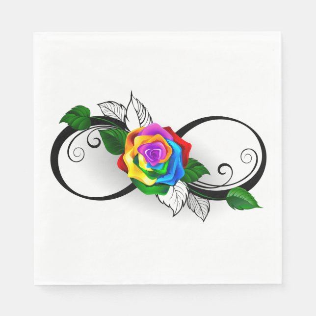 Guardanapo De Papel Símbolo Infinito com Rosa do Arco-Íris (Frente)