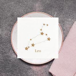 Guardanapo De Papel Símbolo Zodiac Moderno Dourado Leo | Elemento Fogo