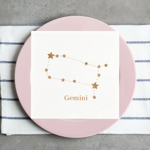 Guardanapo De Papel Símbolo Zodiac Moderno Gemini Dourado  Elemento a