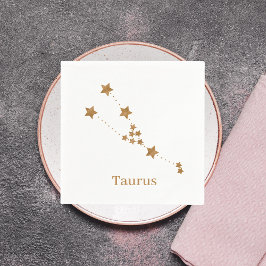 Guardanapo De Papel Símbolo Zodiac Moderno Taurus Dourado | Elemento T