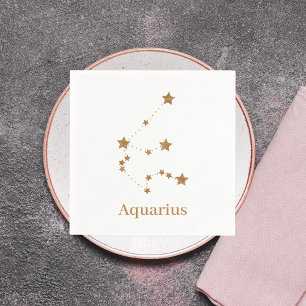 Guardanapo De Papel Símbolo Zodiaco Moderno Aquário Dourado  Element