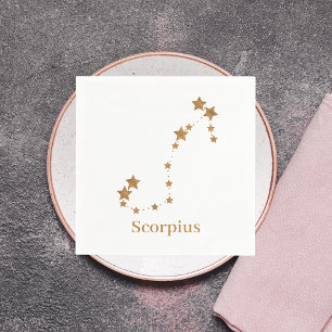 Guardanapo De Papel Símbolo Zodíaco Moderno Dourado Scorpius Elemen