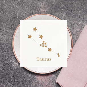 Guardanapo De Papel Símbolo Zodiaco Moderno Taurus Dourado Elemento
