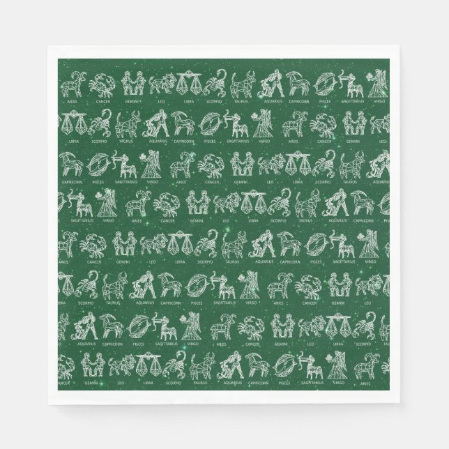 Guardanapo De Papel Símbolo Zodíaco Napkin(Verde) (Frente)