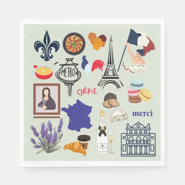 Guardanapo De Papel Símbolos da França (Frente)