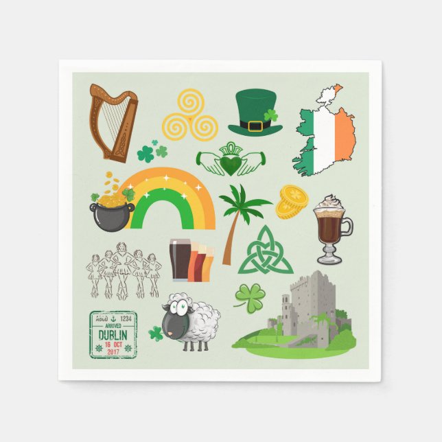Guardanapo De Papel Símbolos da Irlanda (Frente)