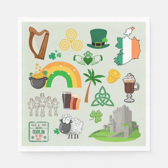 Guardanapo De Papel Símbolos da Irlanda (Frente)