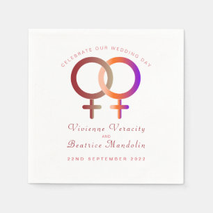 Guardanapo De Papel Símbolos do arco-íris de casamentos lésbicos