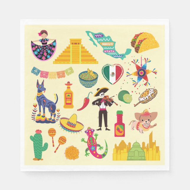 Guardanapo De Papel Símbolos do México (Frente)