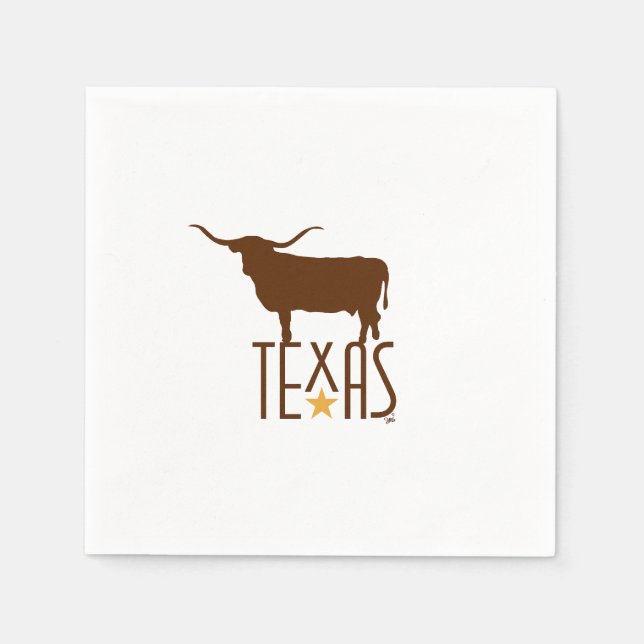 Guardanapo De Papel Símbolos do Texas, Longhorn, marrom (Frente)
