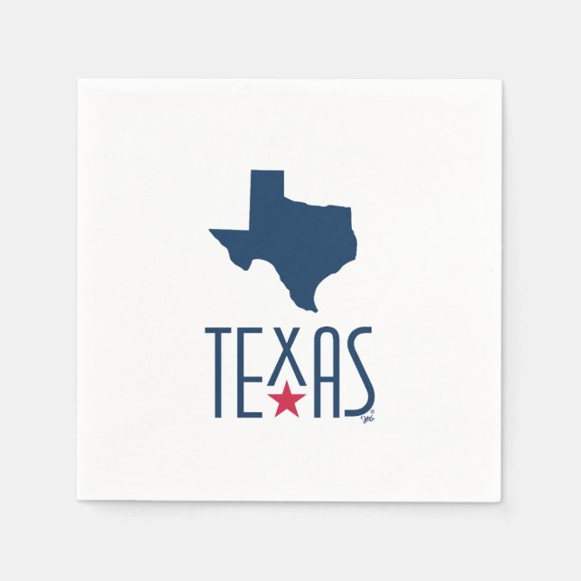 Guardanapo De Papel Símbolos do Texas, Texas, azul naval (Frente)