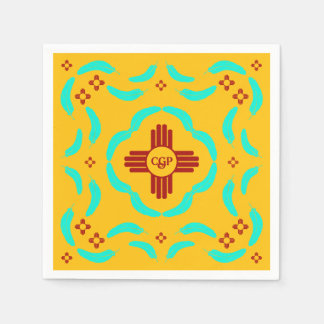 Guardanapo De Papel Símbolos Red Zia Penas Turquesas do Novo México