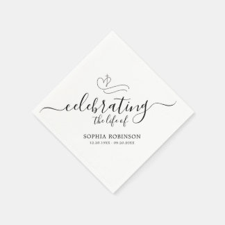 Guardanapo De Papel Simple Cross Elegant Script Funeral Memorial