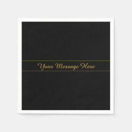 Guardanapo De Papel Simple Customizable Gold & Black Text Design 