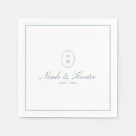 Guardanapo De Papel Simple Dusty Blue Monogram Crest Wedding