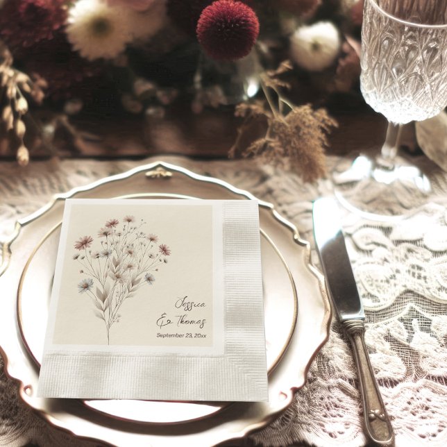Guardanapo De Papel Simple Elegant Boho Chic Wildflowers Wedding (Criador carregado)