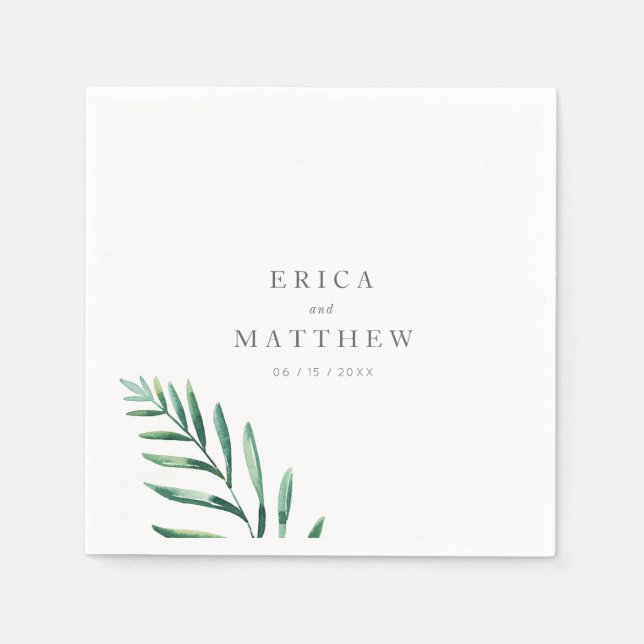 Guardanapo De Papel Simple Greenery Wedding Napkins (Frente)