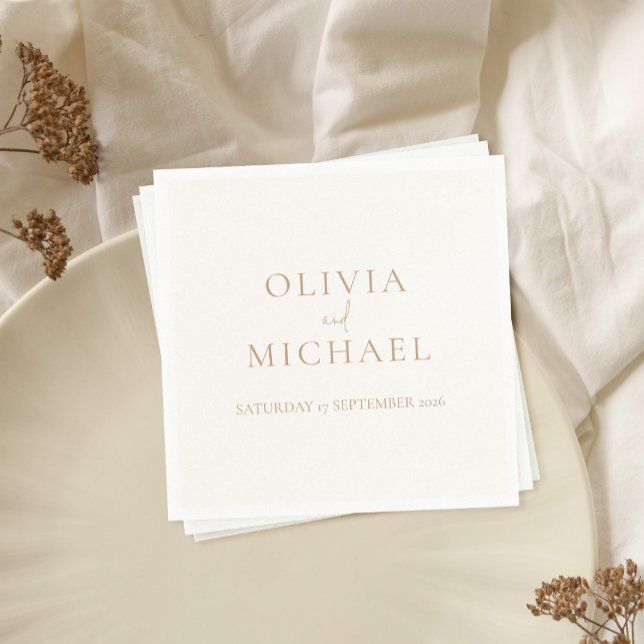 Guardanapo De Papel Simple Ivory e Tan Modern Wedding (Simple Ivory and Tan Modern Wedding Napkins)