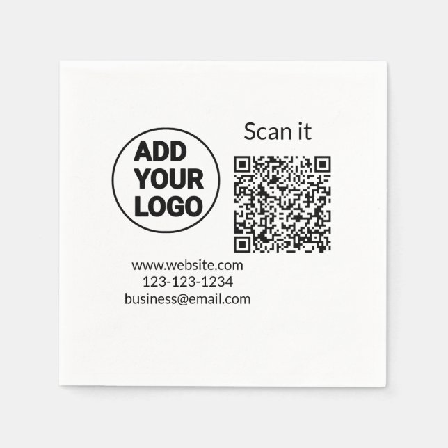 Guardanapo De Papel Simple minimal q r code add logo scan code name we (Frente)