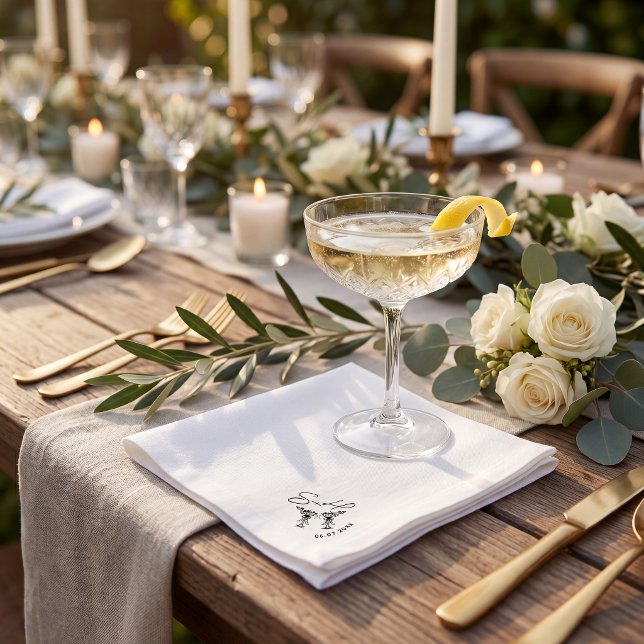 Guardanapo De Papel Simple minimalist hand drawn cocktail wedding (Criador carregado)