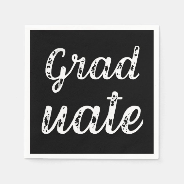Guardanapo De Papel Simple Modern Calligraphy Graduation Black (Frente)