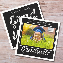 Guardanapo De Papel Simple Modern Calligraphy Photo Graduation Black