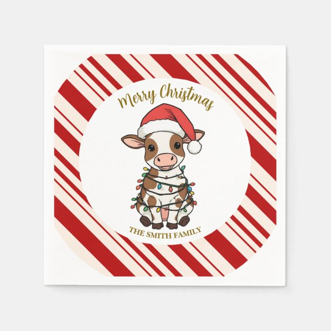 Guardanapo De Papel Simple modern merry christmas calf Cow OX pattern (Frente)
