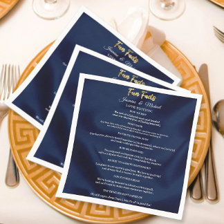 Guardanapo De Papel Simple Navy Blue & Gold Wedding Trendy Fun Facts  