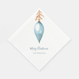 Guardanapo De Papel Simple Original Blue Watercolor Custom Christmas